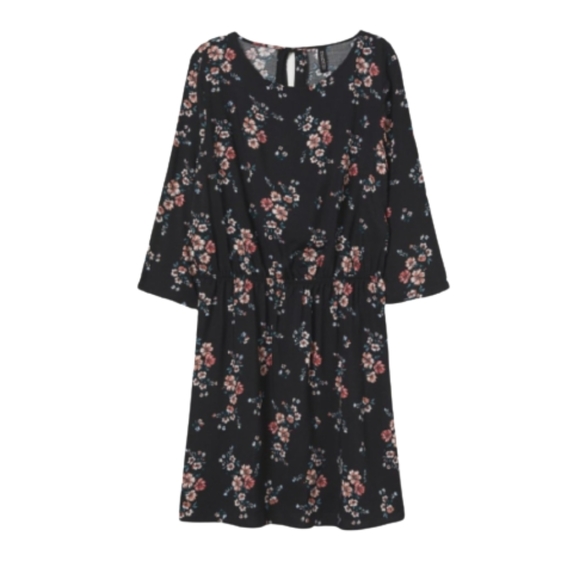 H & M Black Floral Mini Dress (Divided) Size 2 - Picture 11 of 15